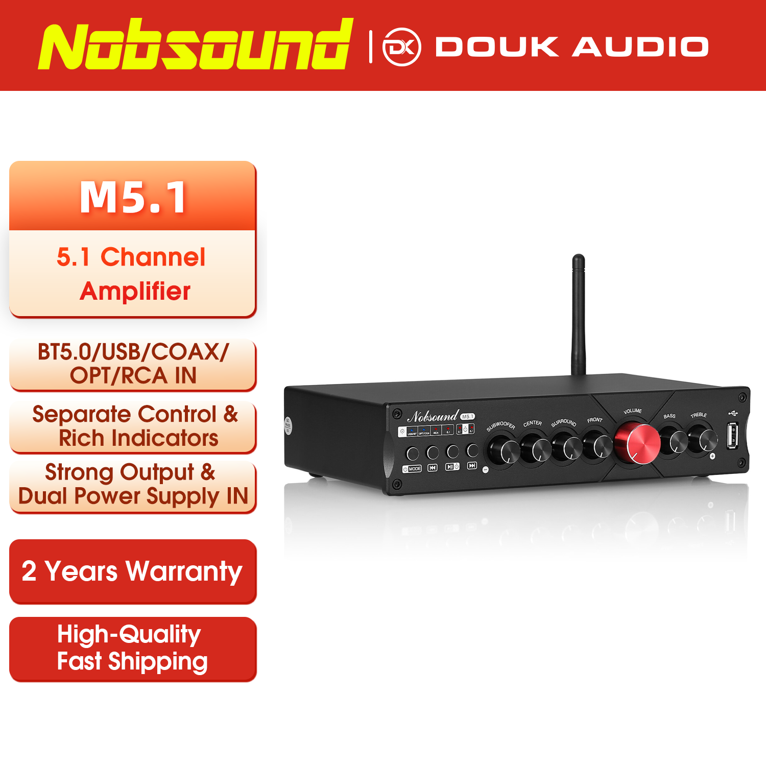 Home Cinema Samsung 5.1 - Nobsound M5.1 ตัวรับสัญญาณบลูทูธดิจิตอล 5.1 Channel Coaxial/Optical