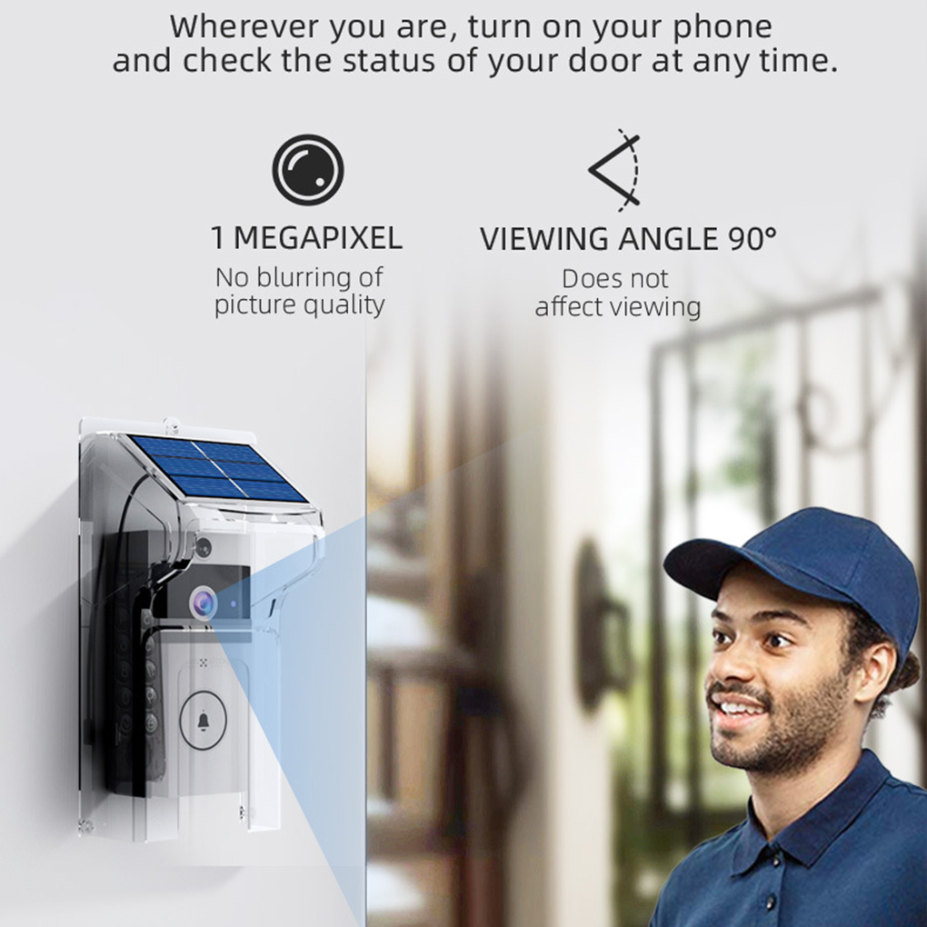 Home Cinema Hd - Wifivisual Doorbell Bell กล้องไร้สายชาร์จพลังงานแสงอาทิตย์กันน้ํา Night Vision