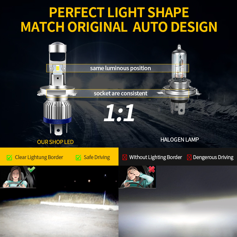 H4 HS1 LED รถจักรยานยนต์ไฟหน้า - Home Cinema Projector บทวิจารณ์และราคา