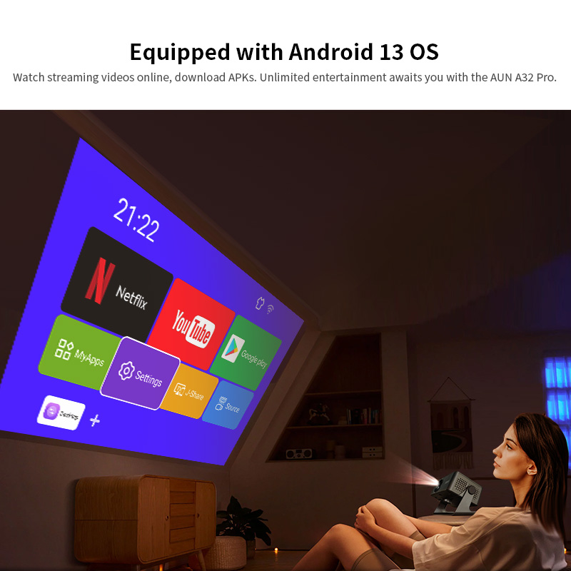 AUN A32 Pro Android 13 โปรเจคเ - Home Cinema Setup บทวิจารณ์และราคา