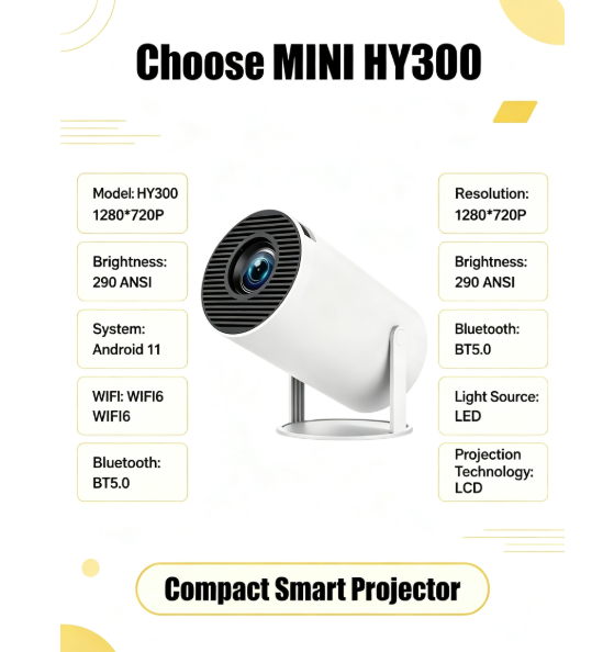 โปรเจคเตอร์พกพา Mini HY300 ระบ - Home Cinema Setup บทวิจารณ์และราคา