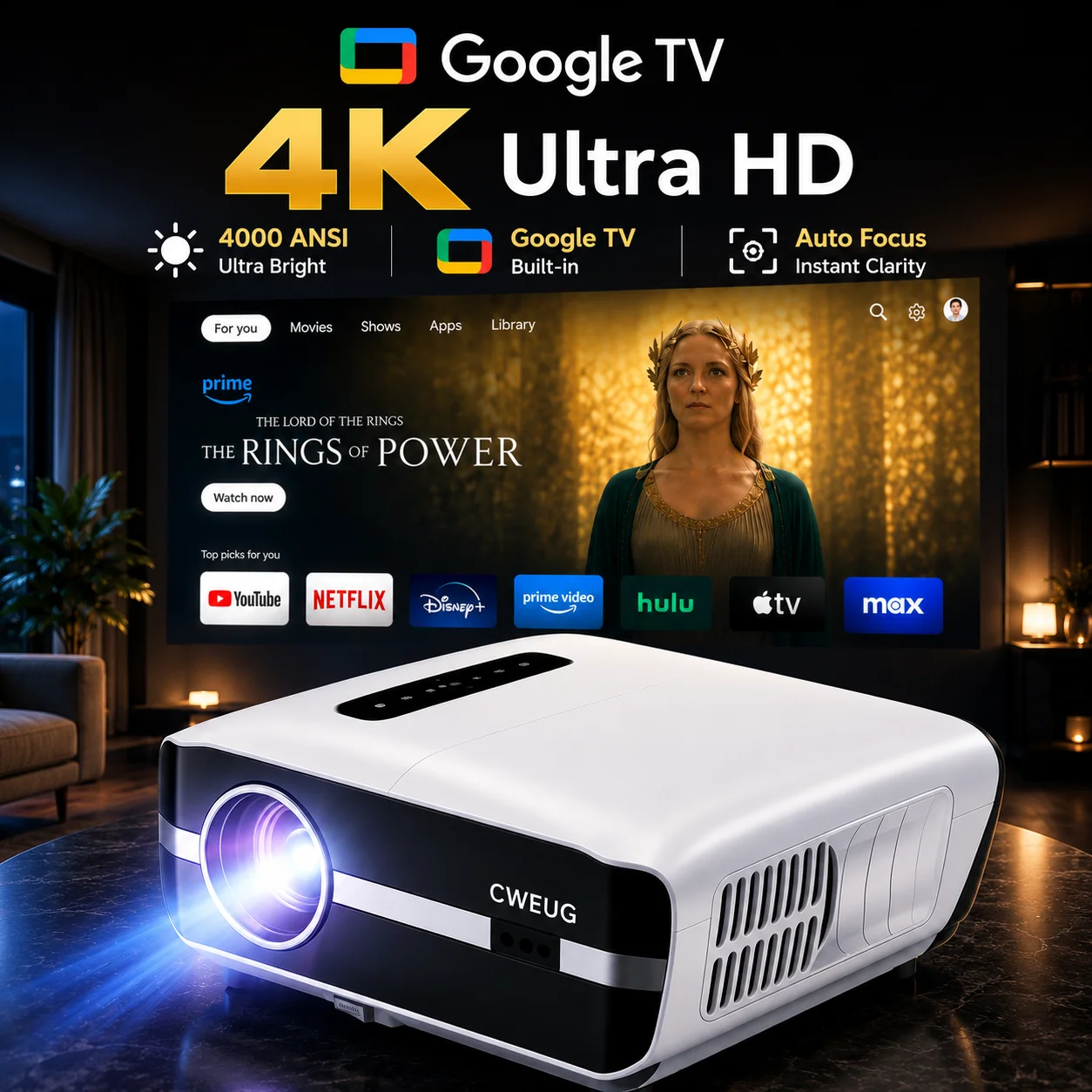 โปรเจคเตอร์ NewA9S 4k โฟกัสอัต - Home Cinema Speaker System บทวิจารณ์และราคา